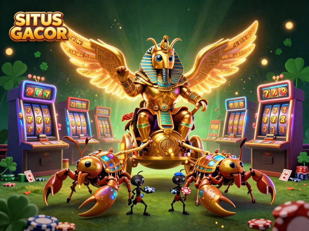 SITUS GACOR showcases vibrant casino elements with dynamic gaming characters in an exhilarating scene.