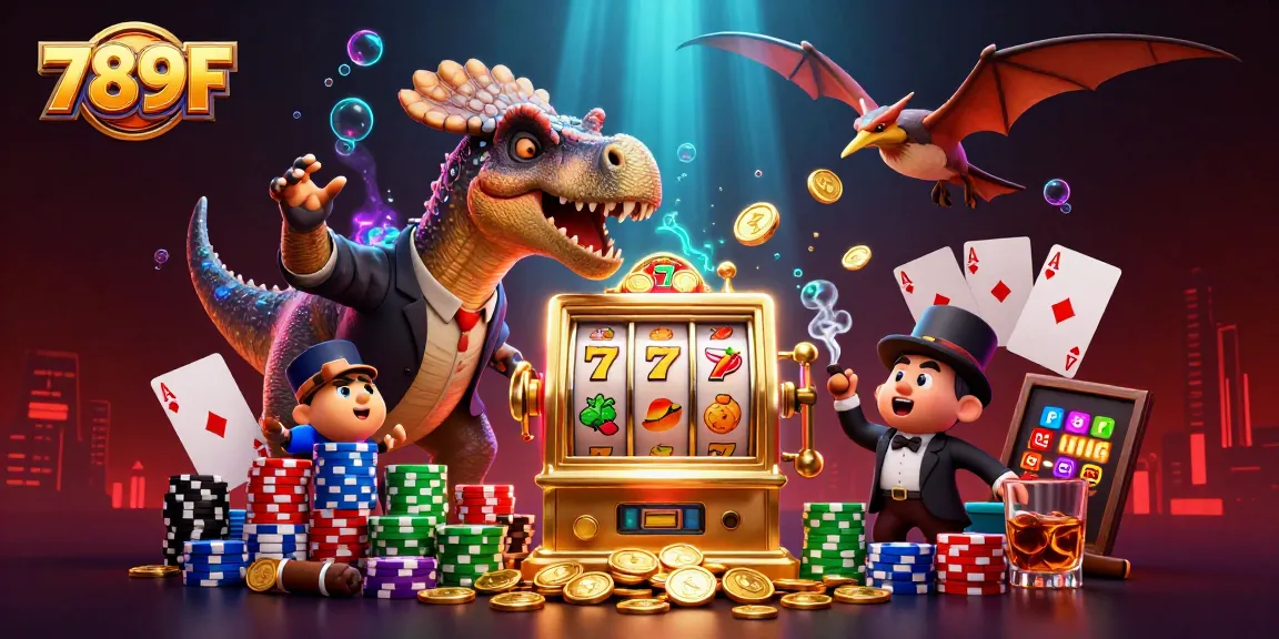 Experience the excitement of 789F with a pachycephalosaurus winning a slot jackpot amid flying coins.