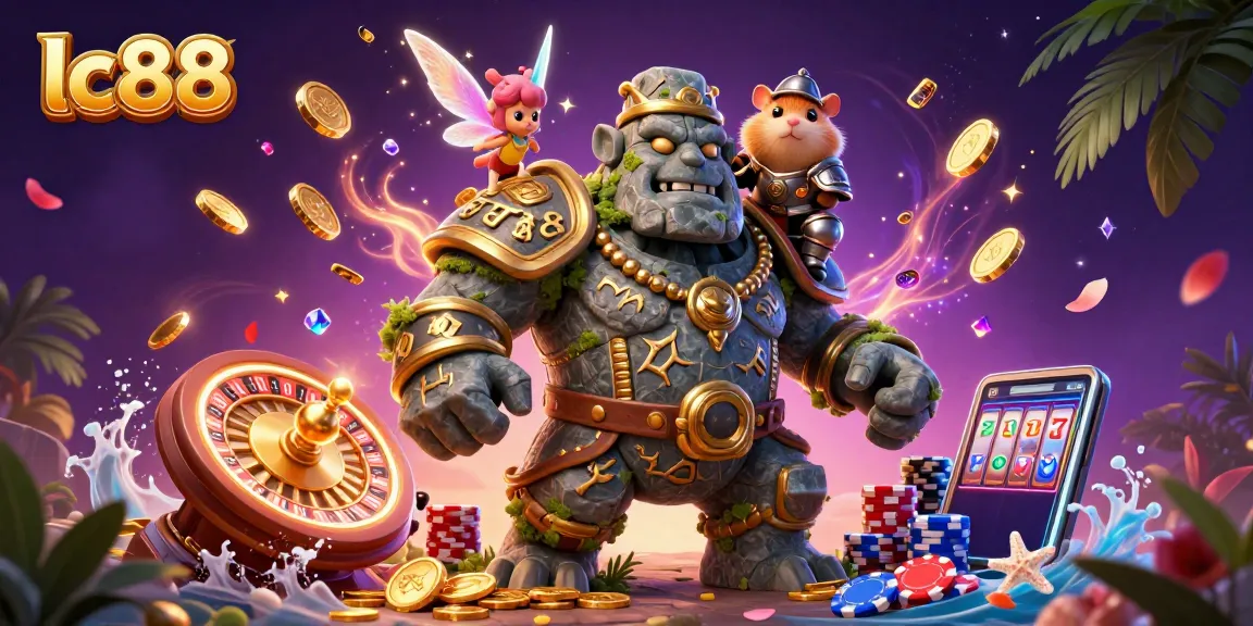 Experience the magical world of lc88 with a vibrant 3D casino scene full of action and excitement.