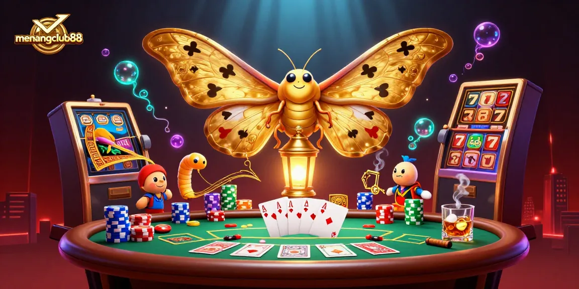 Experience thrilling gameplay at menangclub88 with vibrant casino scenes and dynamic poker elements.