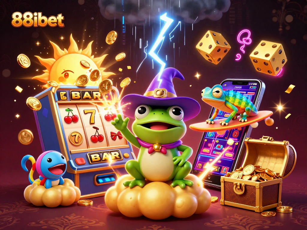 Win big with 88ibet in this vibrant, action-packed casino scene featuring a jackpot explosion.