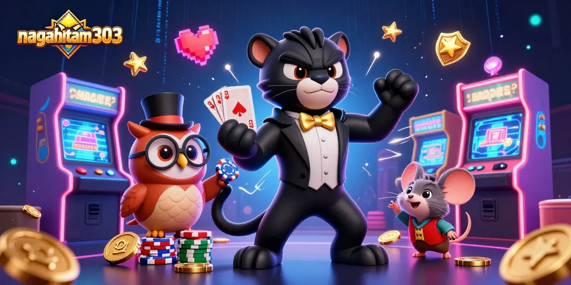Nagahitam303 menghadirkan gambar kasino 3D dengan panther elegan dan elemen permainan slot yang menarik