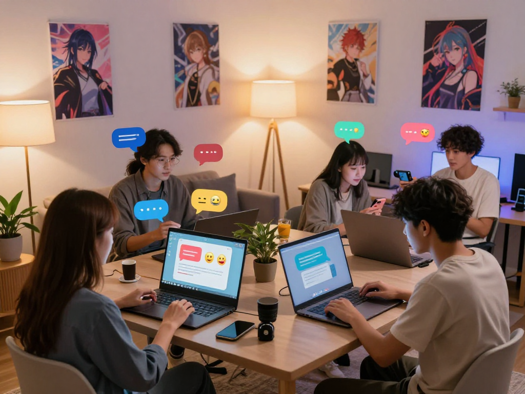 Vibrant online hentai chat environment showcasing youthful users engaged in conversation.