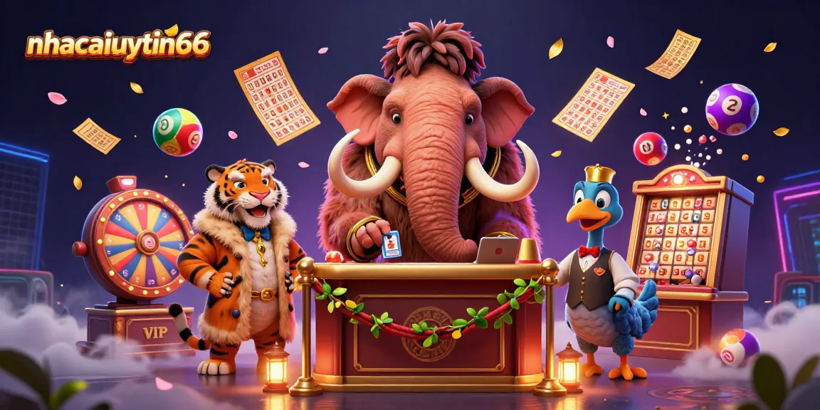Join the excitement with nhacaiuytin66 as the woolly mammoth checks IDs in a vibrant casino atmosphere.