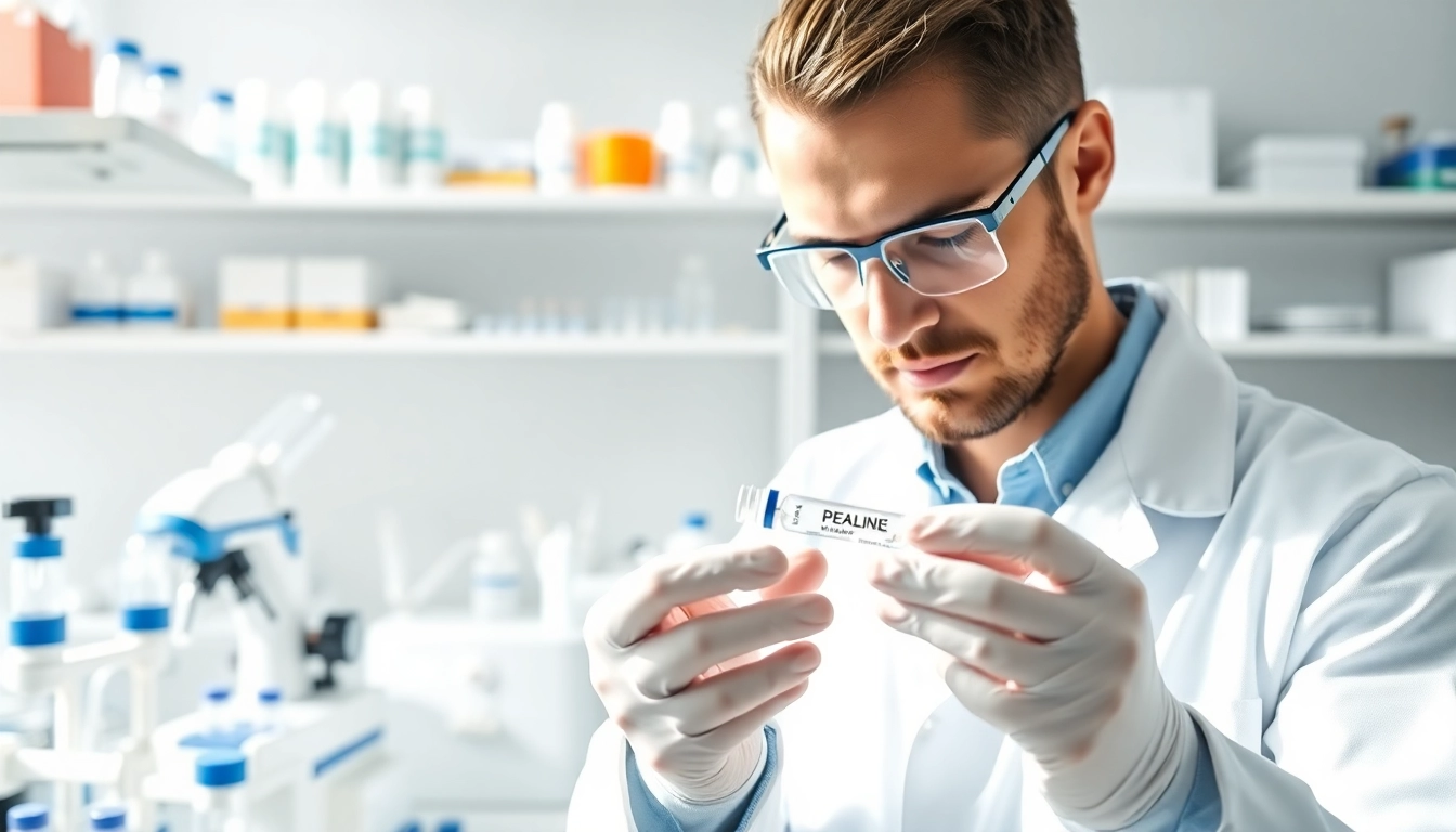 Researcher analyzing lipo c peptide samples with precision in a laboratory setting.