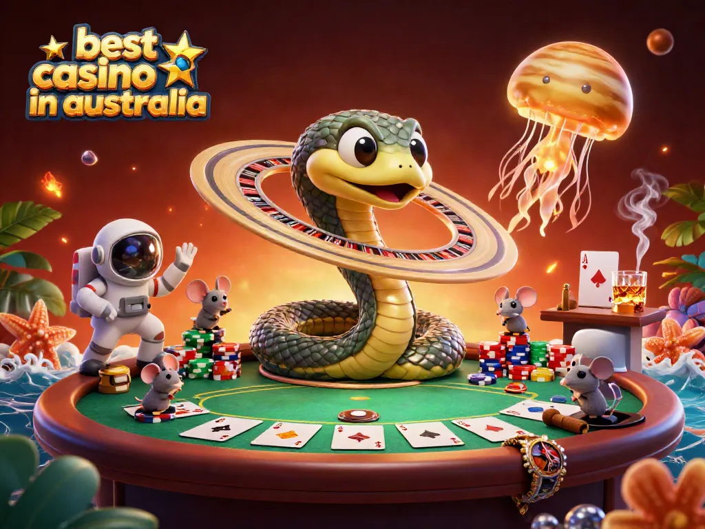 Bet on slots and games at the best casino in Australia featuring a Saturn snake and jellyfish dealer