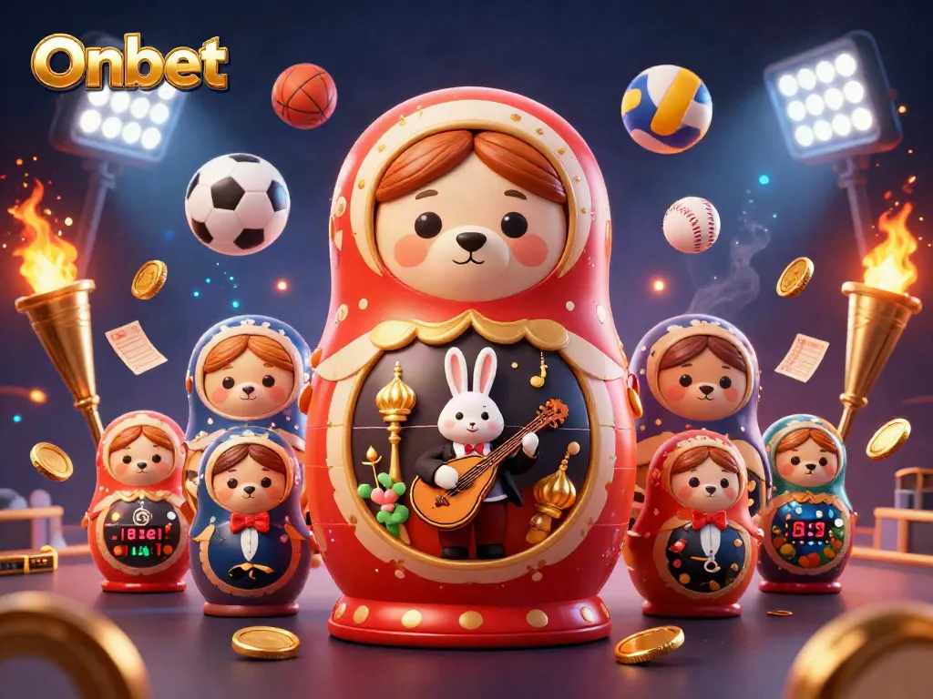 Onbet promotional art featuring a 3D bear and casino-themed elements bursting with detail.