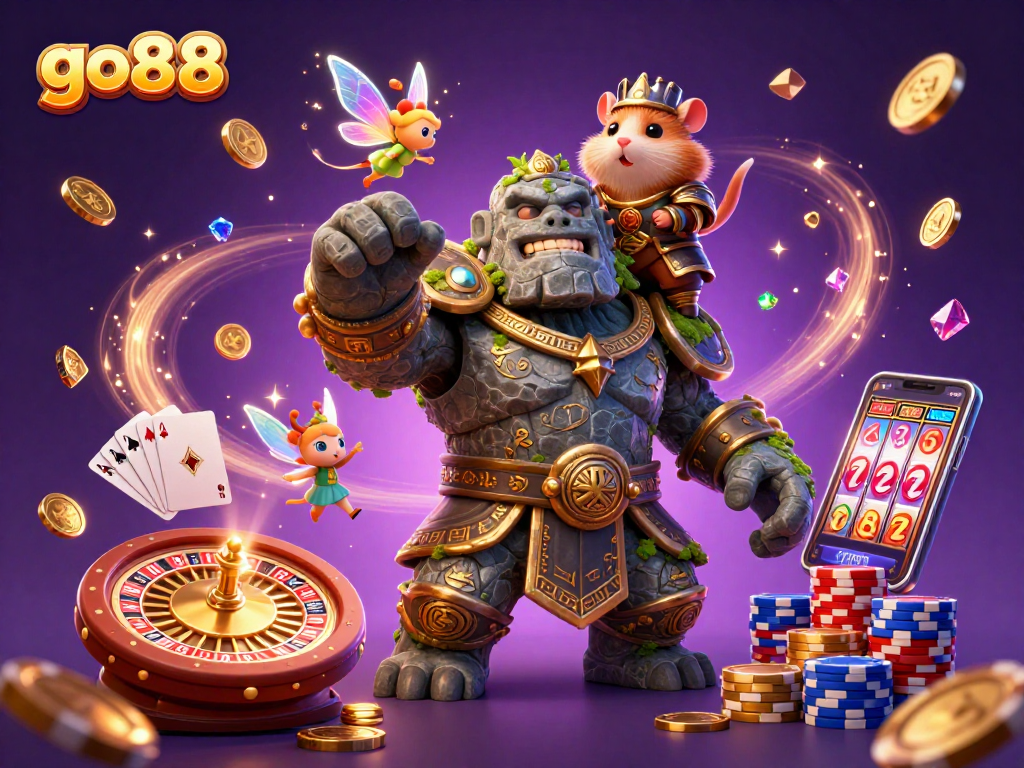 Experience the excitement of go88 with a magical scene of casino elements and vibrant characters.