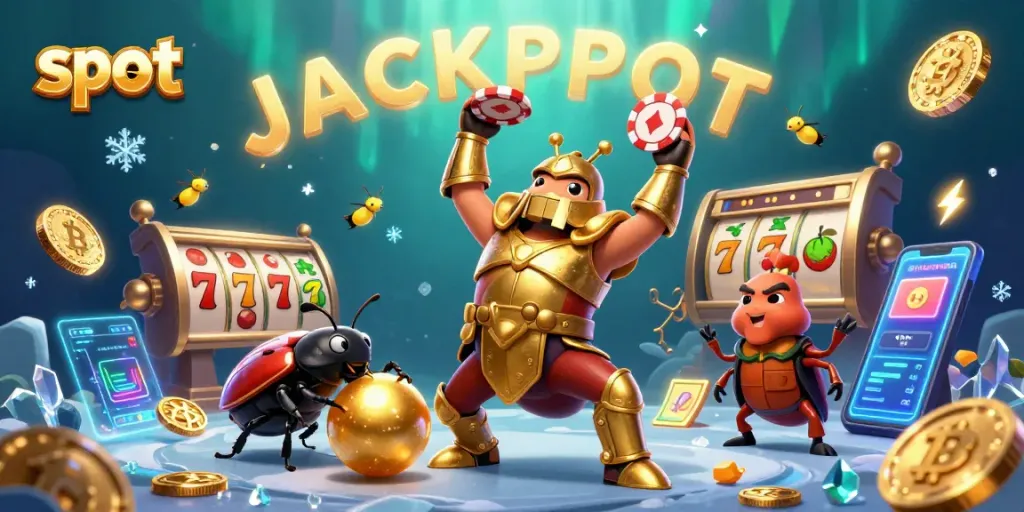 Experience thrilling slot action with cartoon heroes celebrating big wins in a vibrant casino.
