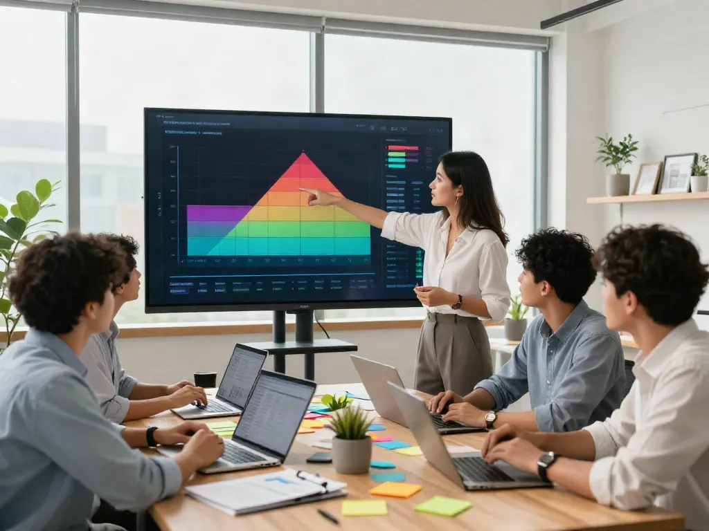 Marketing team collaborating in a bright office as they analyze data to click here now for effective strategies.