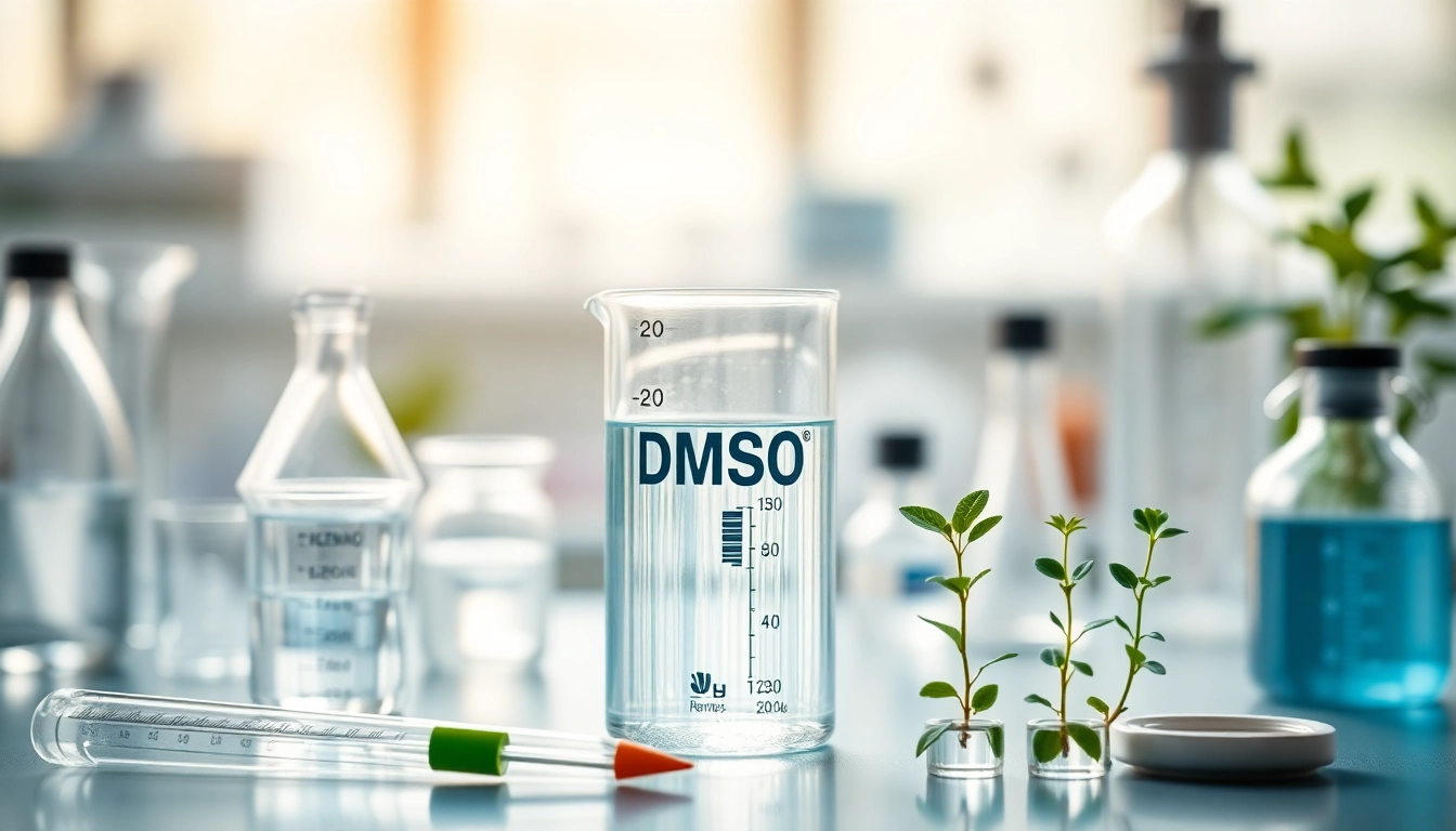 Benefits of drinking dmso showcasing DMSO in a laboratory setting with vibrant colors.
